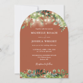 Invitation Verdure Lumières Arch Terracotta QR Code Mariage