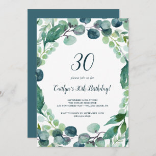 Invitation Verdure luxuriante et Eucalyptus 30e anniversaire