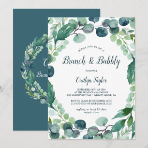 Invitation Verdure luxuriante et Eucalyptus Brunch et Bubbly
