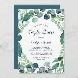 Invitation Verdure luxuriante et Eucalyptus Couples Douche