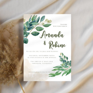 Invitation Verdure minimale Mariage Eucalyptus