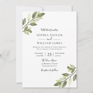 Invitation Verdure moderne Mariage élégant