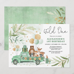 Invitation Verdure Or Bois Animaux Sauvages Un Anniversaire