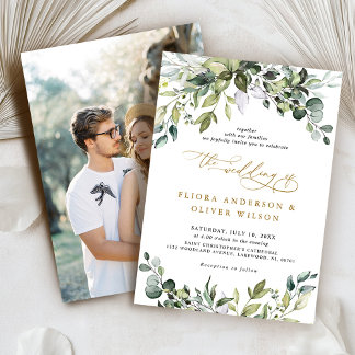 Invitation Verdure Rustique Botanique Sage vert Mariage photo