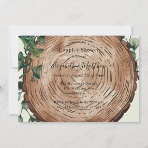 Invitation Verdure rustique et coupe bois Couples Douche