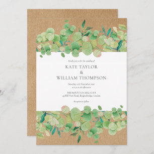Invitation Verdure rustique Eucalyptus Garland Mariage