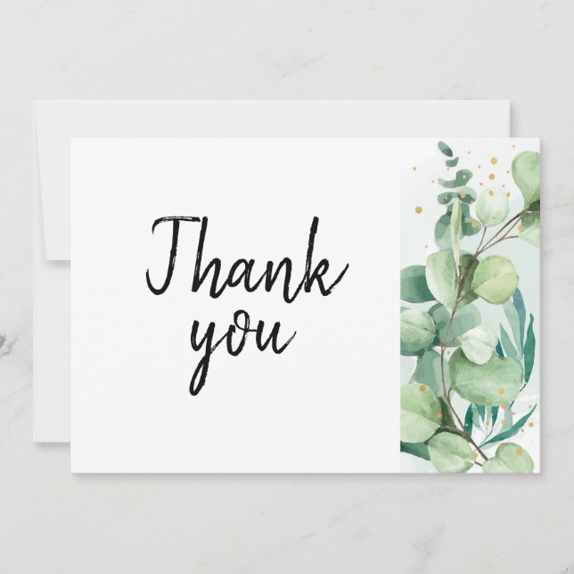 Invitation Verdure rustique eucalyptus mariage merci (Devant)