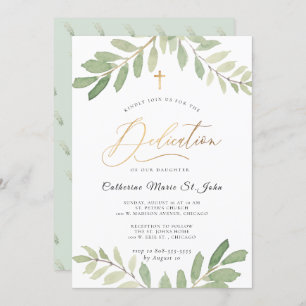 Invitation Verdure rustique Sage Green Faux Gold Dedication