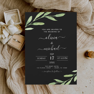 Invitation Verdure Rustique Simple Elégant Mariage