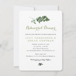 Invitation Verger d'olive aquarelle | Dîner de répétition