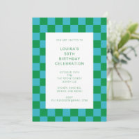 Vérificateur amusant damier bleu vert géométrique