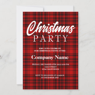 Invitation Vérifiez la fête de Noël à carreaux rouge noir bla