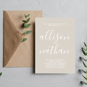Invitation Véritable Mariage minimaliste d'huîtres de simplic