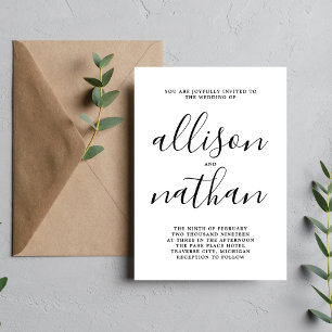 Invitation Véritable Simplicité 1 Écriture Mariage Minimalist