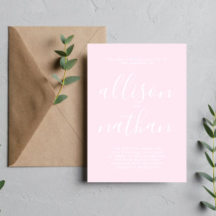 Invitation Véritable simplicité 1 Primrose rose minimaliste M