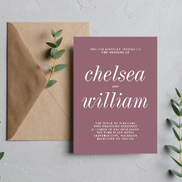 Invitation Véritable simplicité 2 Dusk Mauve Mariage minimali