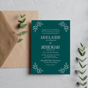 Invitation Véritable simplicité 6 Mariage floral Peacock
