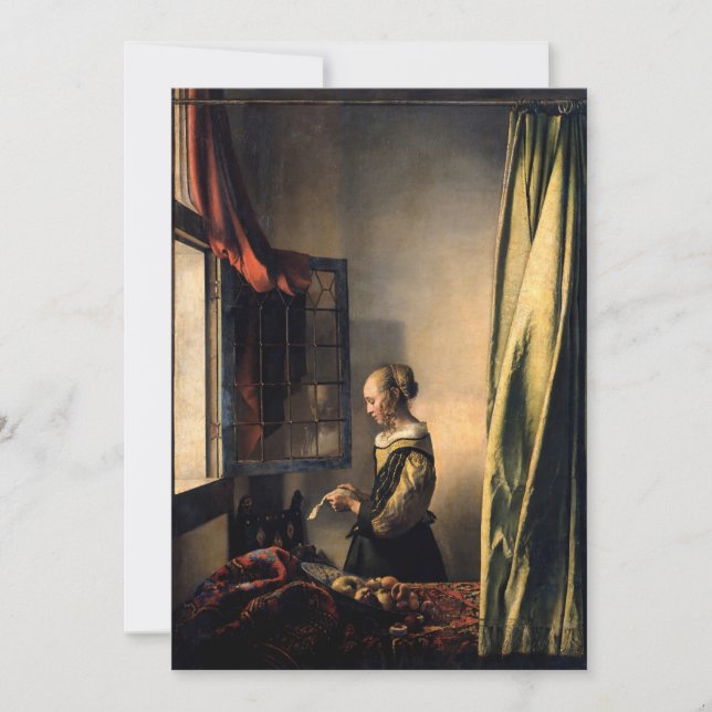 Invitation Vermeer - Fille lisant une lettre à une fenêtre ou (Devant)