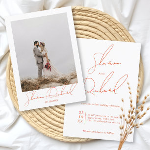 Invitation Verona coucher de soleil orangé script calligraphi