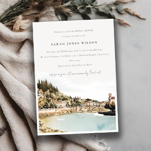 Invitation Vérone Adige River Italie Aquarelle Fête des marié