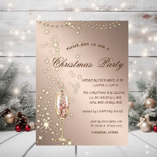 Invitation Verre à champagne, Éclat, Lumières, Noël