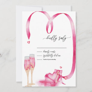 Invitation Verre à champagne Elegant Red Hearts RSVP