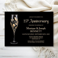 Verre à Champagne Feuille d'Or 25e Anniversaire de