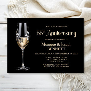 Invitation Verre à Champagne Fleurs 55e Anniversaire de Maria