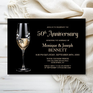 Invitation Verre à Champagne Floral 50e Anniversaire de Maria