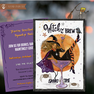 Invitation Verre à cocktail de sorcière Fête Halloween sinist
