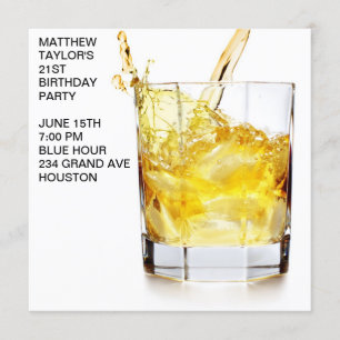 Invitation Verre à cocktail de whisky pour homme, fête d'anni
