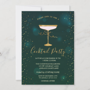 Invitation Verre à cocktail Étoiles Vert Noël Fête