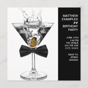 Invitation Verre à Martini Homme Anniversaire Chiffre Quelcon
