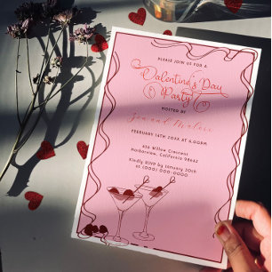 Invitation Verre à Martini Rose – Soirée de la Sai
