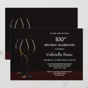 Invitation Verre à vin 100e fête d'anniversaire