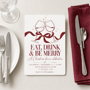 Invitation Verre à vin à ruban de Bourgogne pour le dîner de
