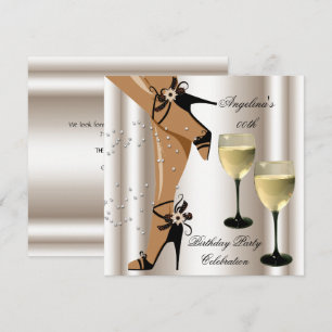 Invitation Verre à vin Chaussures Noires Sépia Fête d'anniver