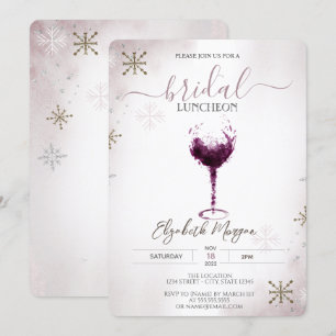 Invitation Verre à vin de Bourgogne flocons de neige Luncheon