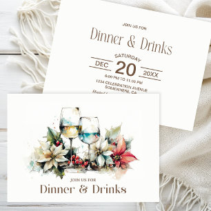 Invitation Verre à vin Dîner de Noël et boissons