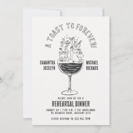 Invitation Verre à vin drôle pour la soirée de répétition de 