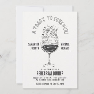 Invitation Verre à vin drôle pour la soirée de répétition de 