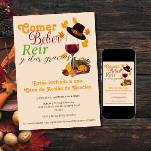 Invitation Verre à vin espagnol Manger Boire Dîner de Thanksg