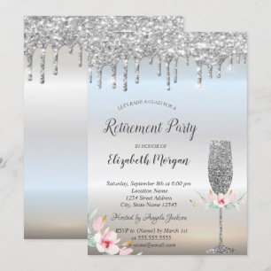 Invitation Verre à vin Parties scintillant en argent baisse l
