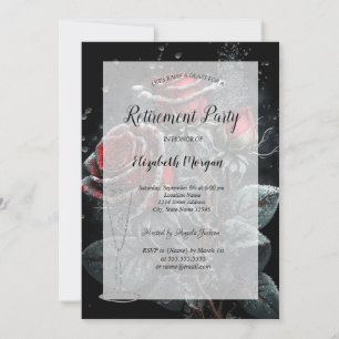 Invitation Verre à vin Roses sombres Gouttes Retraite