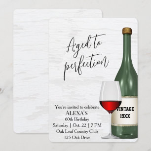 Invitation Verre à vin rouge et bouteille pour 60e anniversai