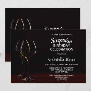 Invitation Verre à vin Surprise fête d'anniversaire