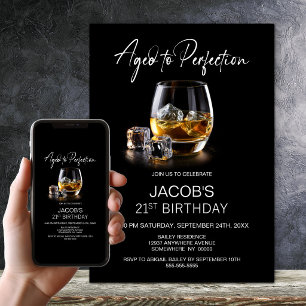 Invitation Verre à Whisky Vieilli à la Perfection 21e Anniver
