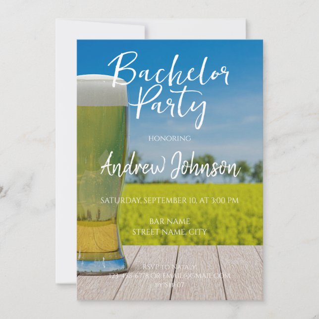 Invitation Verre de bière légère sur le terrain (Devant)