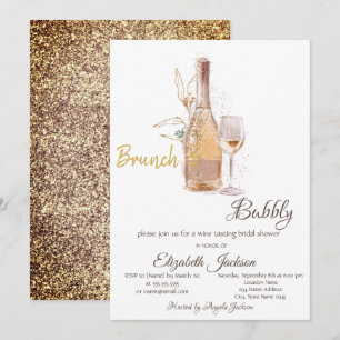 Invitation Verre de bouteille, Shower de mariage pailleté