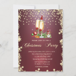 Invitation Verre de Champagne, Fête de Noël des Gnomes d'étoi